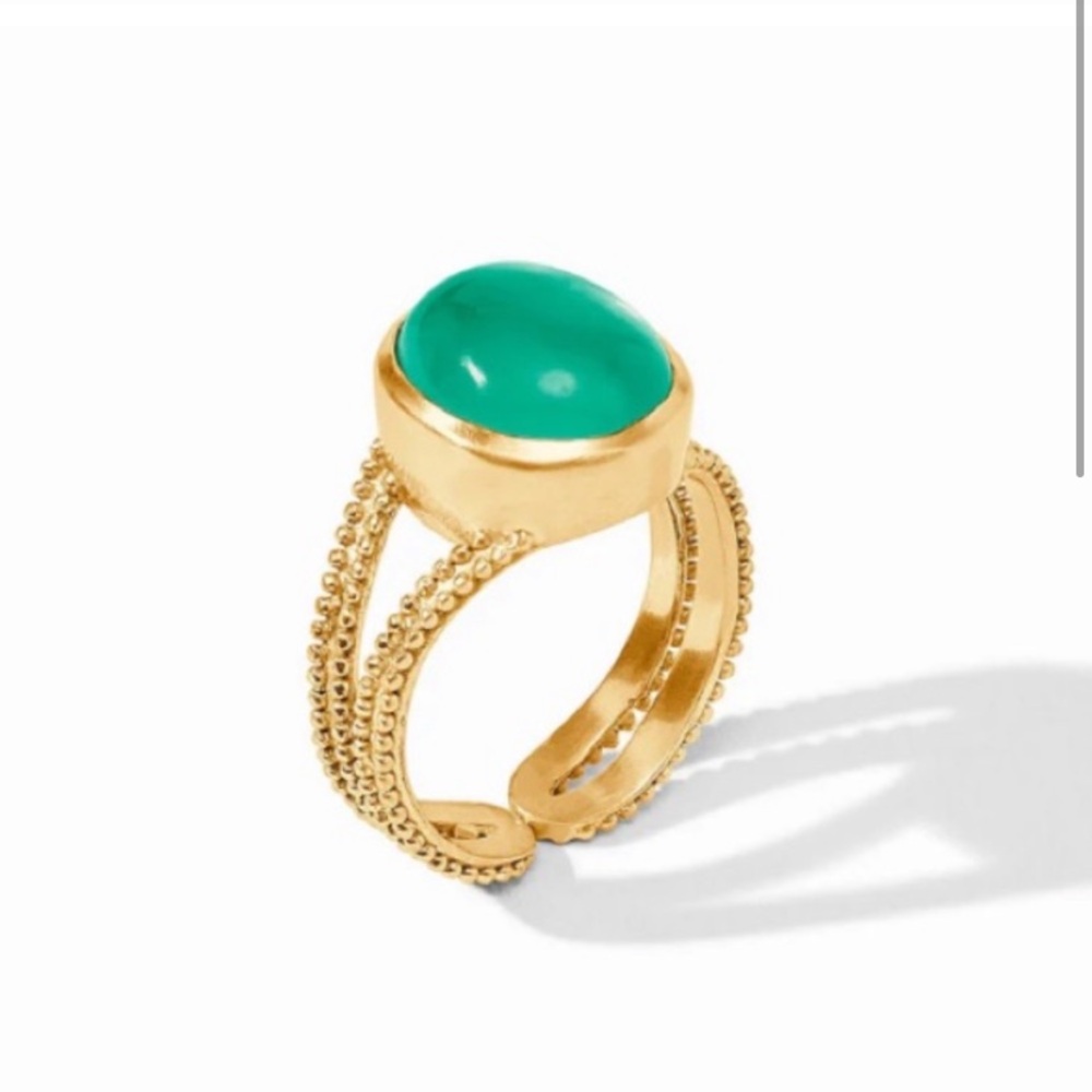 BRAND NEW Julie Vos Cabochan Green and Gold Ring